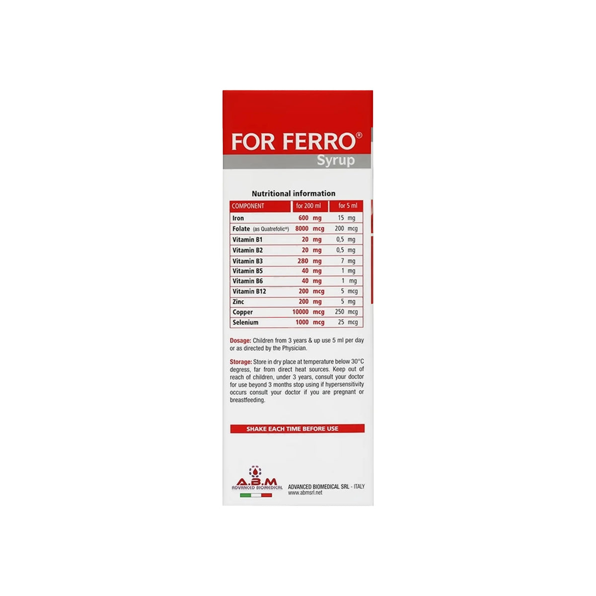 For Ferro Syrup 200 ml
