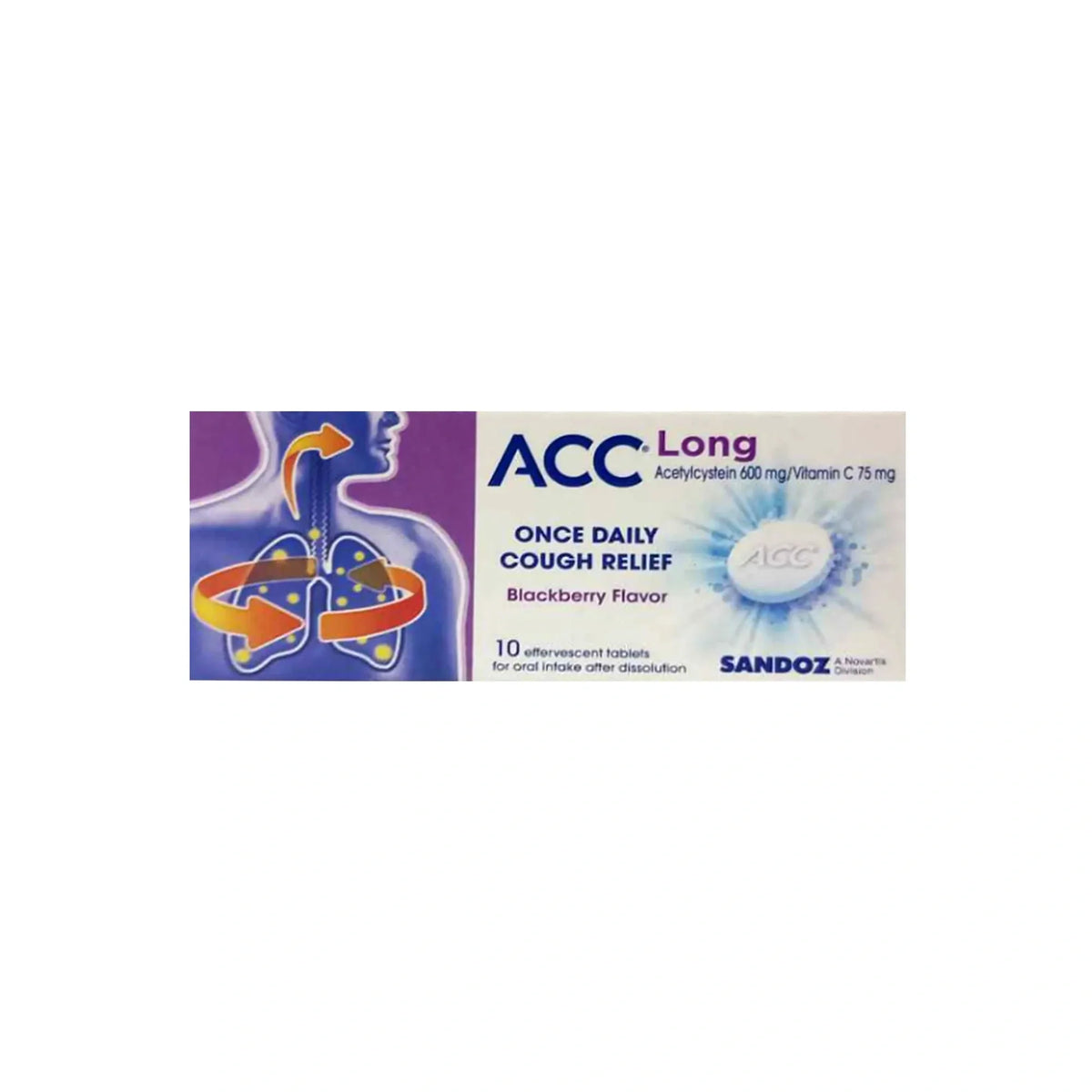 ACC Long 600 mg Effervescent Tabs 10'S Mucolytic