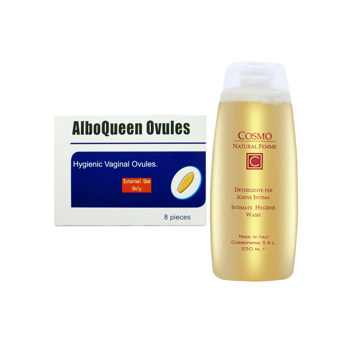 Feminine Care Package – Albo Queen Vaginal Ovules + Cosmo Intimate Wash