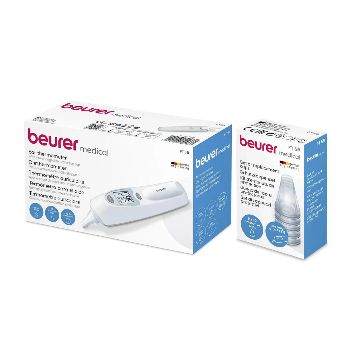 Beurer Ear Thermometer Ft 58 + Replacement Cap Ft 58 Package