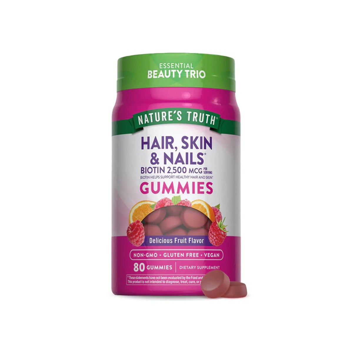 Nature's Truth Hair Skin & Nails Fruit Flavor 80 Vegan Gummies