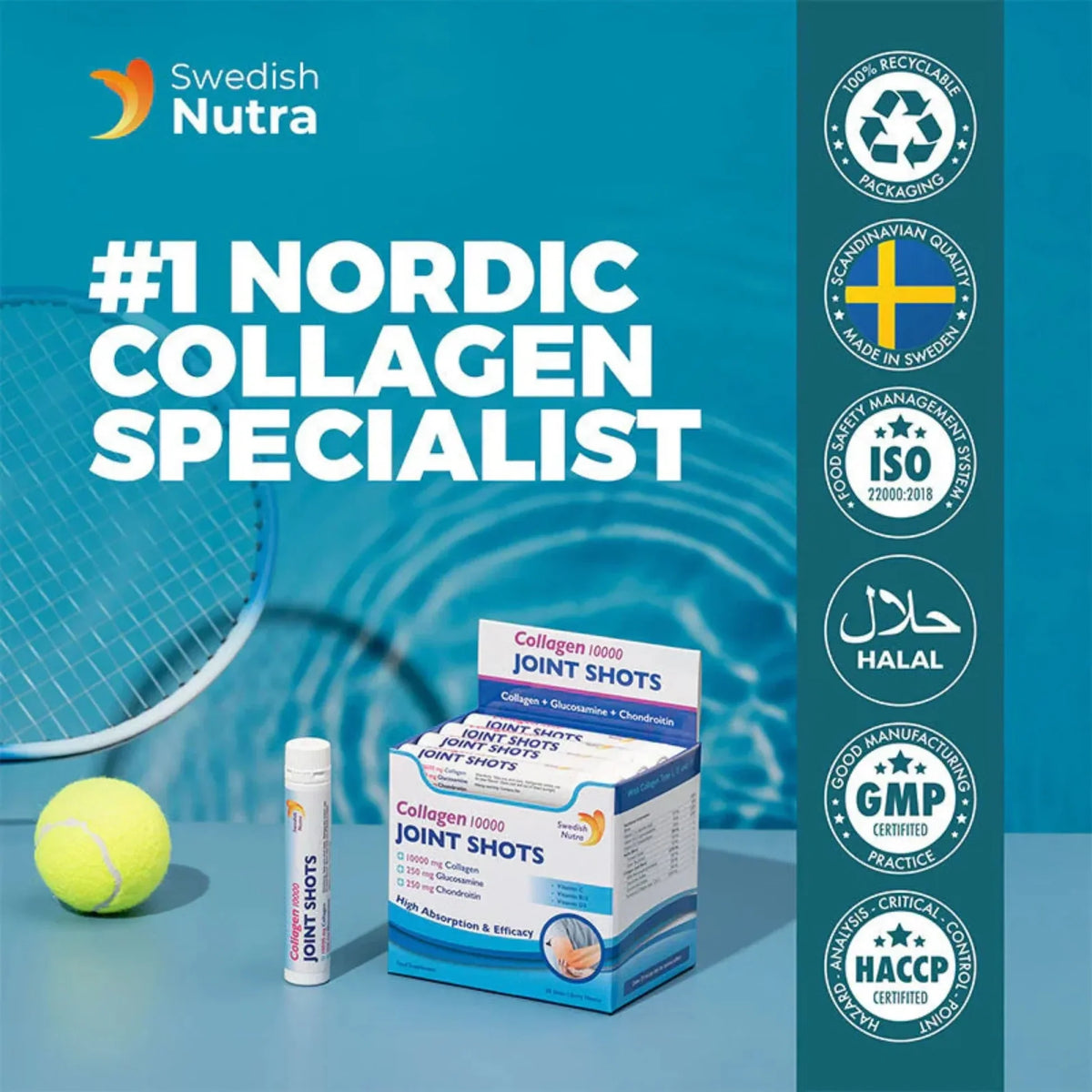 Swedish Nutra Collagen 10000 Joint  Shots- 14x25 ml