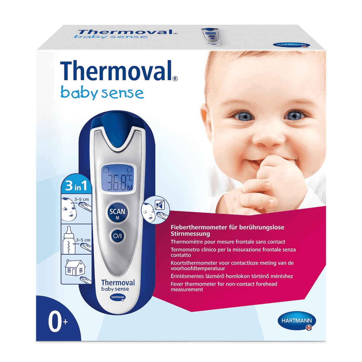 Hartmann Thermoval Baby Thermometer Forehead Contact free 3x1
