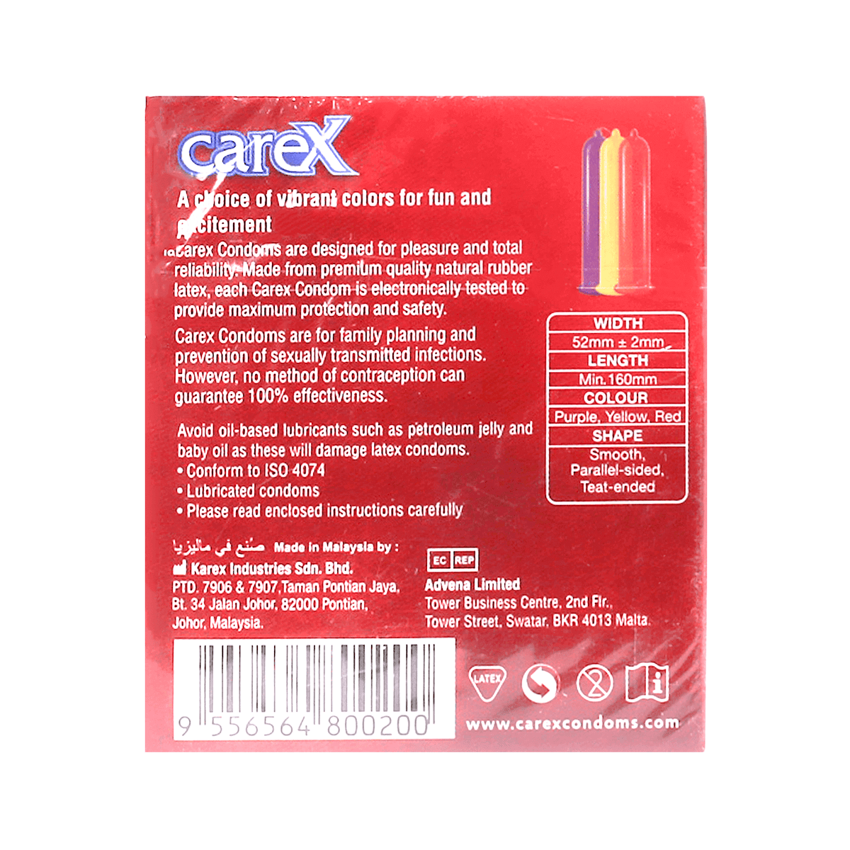 Carex Colours Condoms 3'S for maximum protection