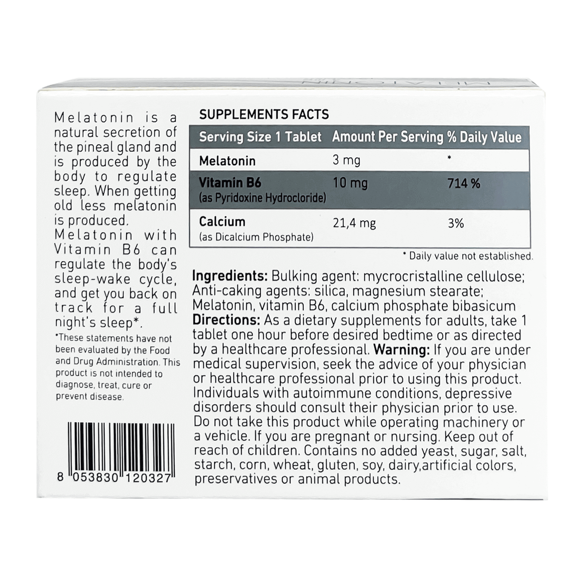 Melatonin Relaxation & Sleep Tabs 3 mg 10'S