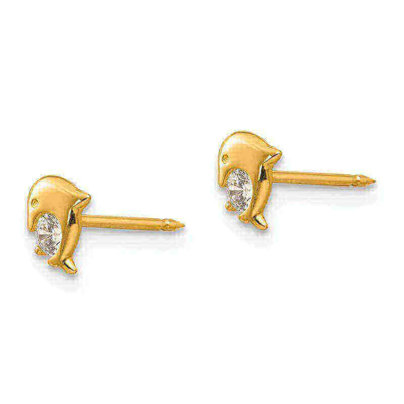 Inverness 850E Dolphin With CZ Earrings 14KT