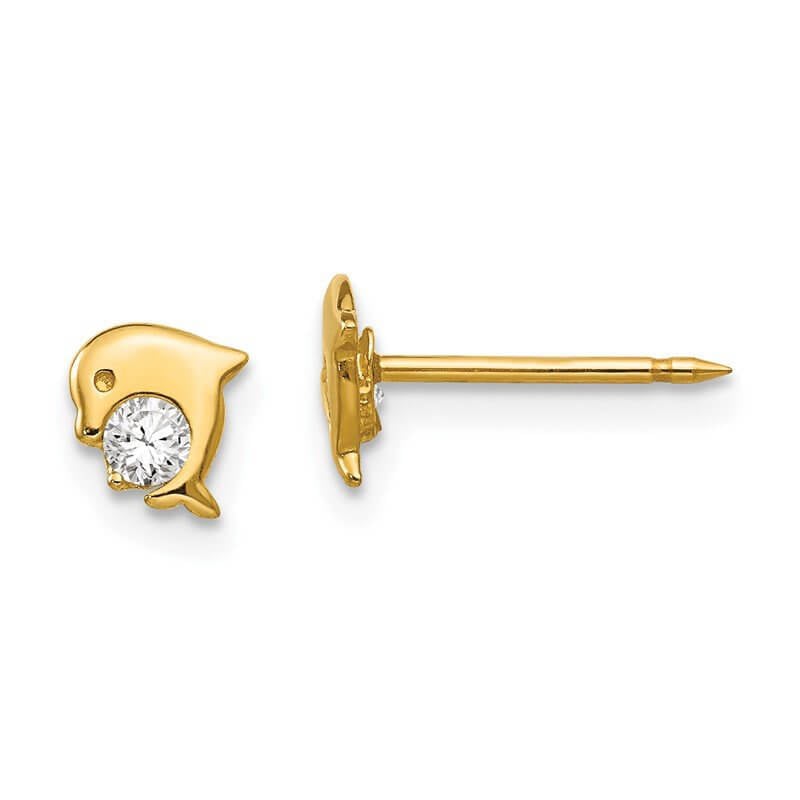 Inverness 850E Dolphin With CZ Earrings 14KT