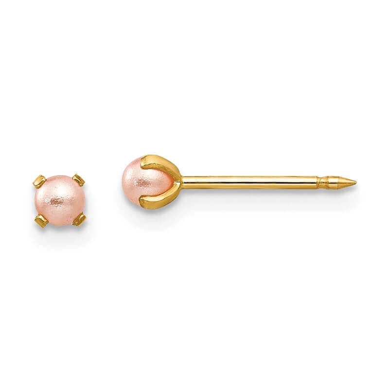 Inverness 109E GP Pink Pearl Earrings 14KT 3mm