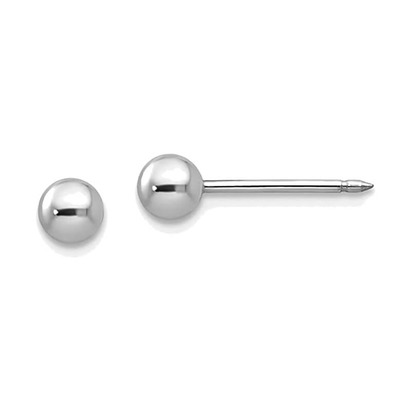 Inverness 127E White Gold Ball Earrings 14KT 5mm