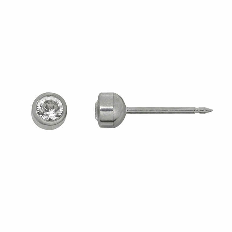 Inverness 17C Titanium Clear Crystal Bezel Earrings 4mm