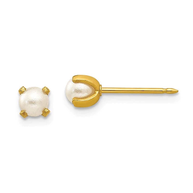 Inverness 71E GP Simulated Pearl Earrings 14KT 4mm