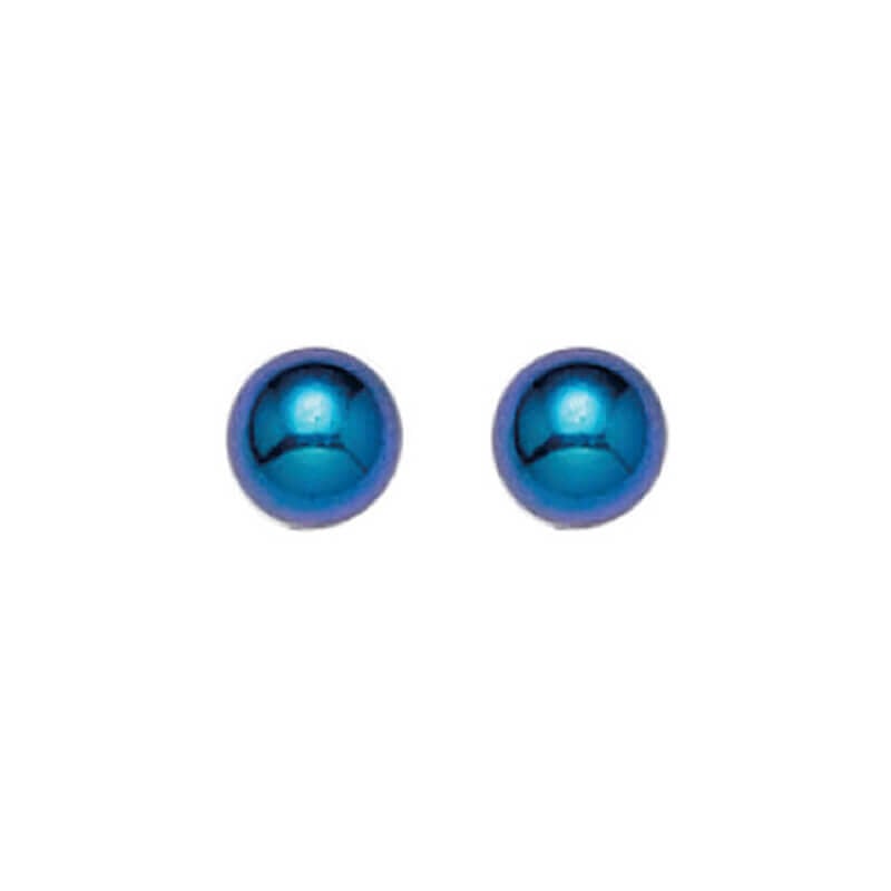 Inverness 525E Titanium Blue Anodized Ball Earrings 4mm