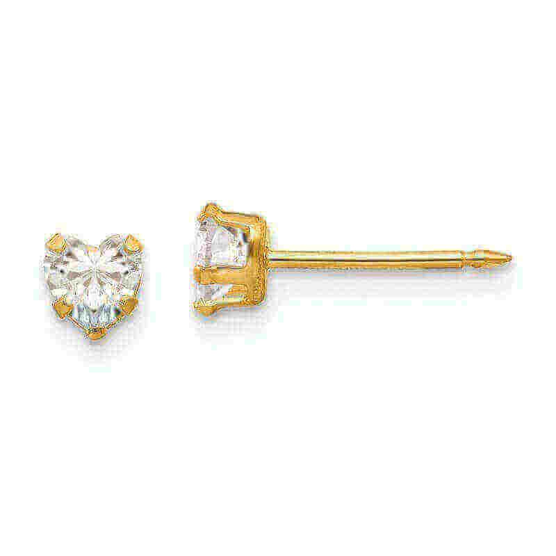 Inverness 472E Clear Heart Earrings 14KT 4mm