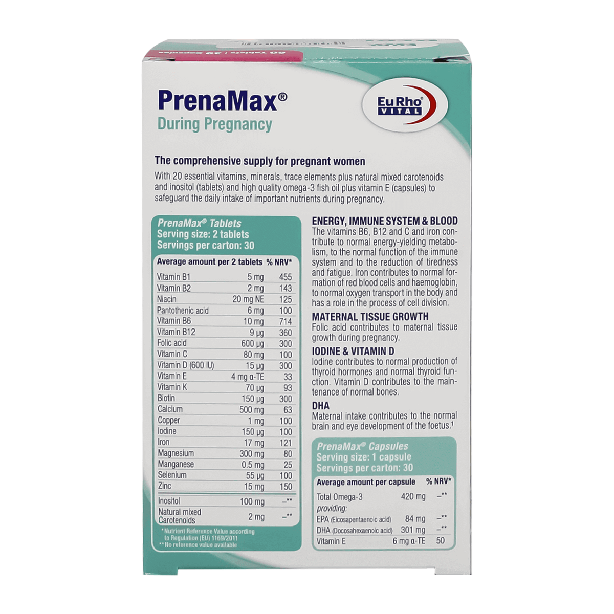 EuRho Vital Prenamax 60 Tabs + 30 Caps