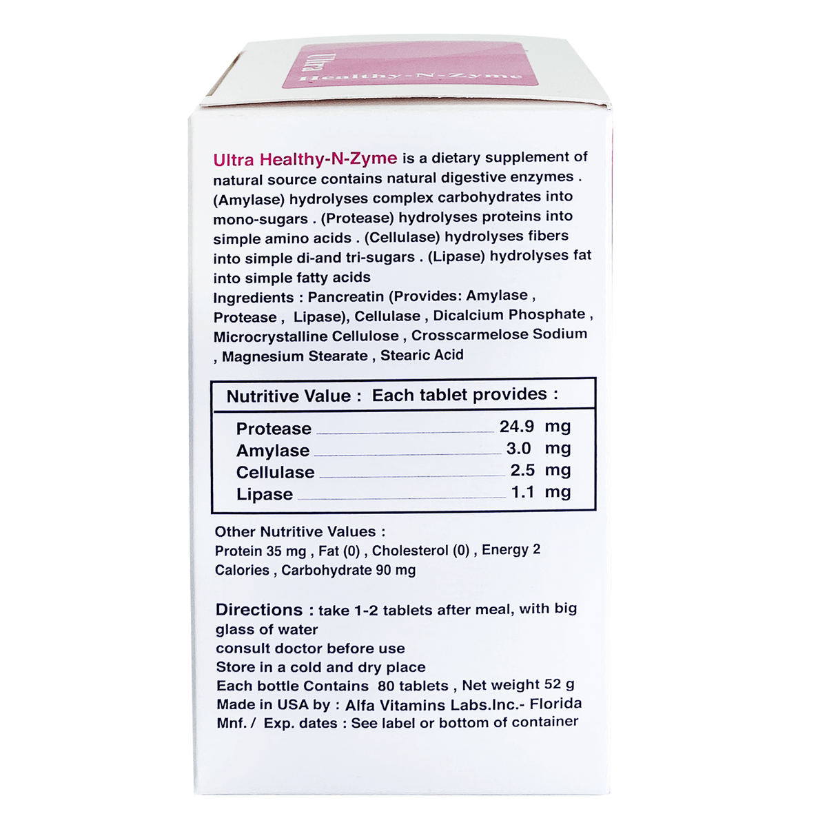Mega Pharma Ultra Healthy N Zyme  80 Tabs