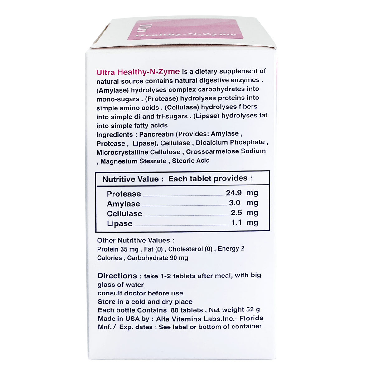 Mega Pharma Ultra Healthy N Zyme  40 Tabs