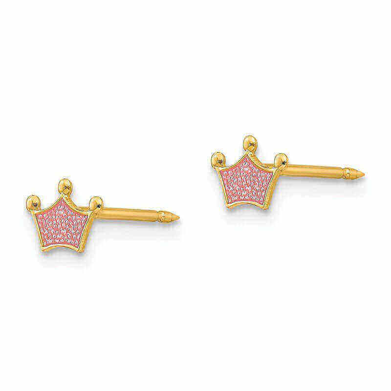 Inverness 844E Pink Crown Earrings 14KT