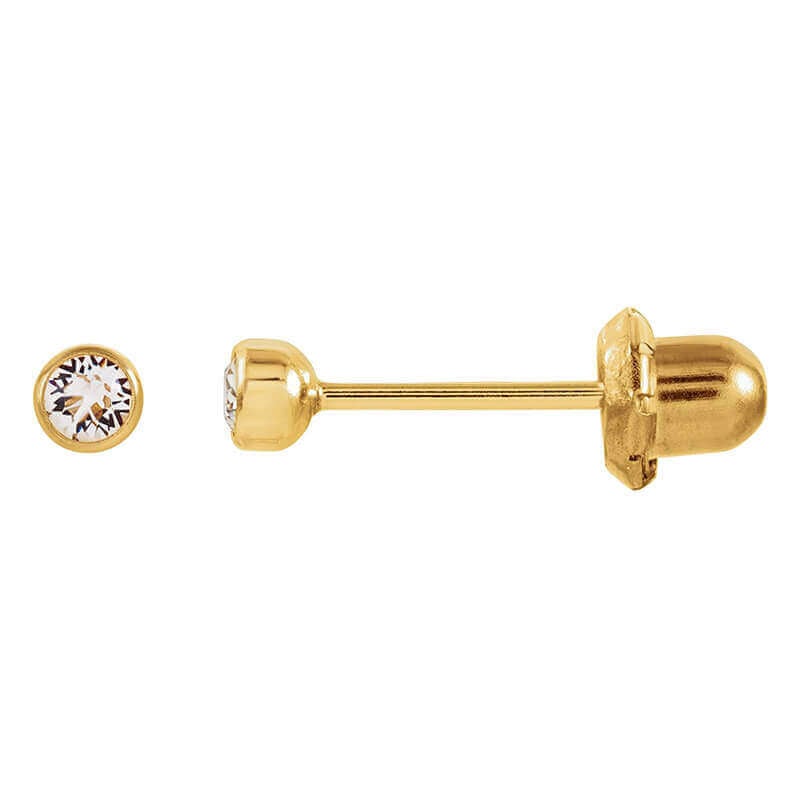 Inverness 5C GP Crystal Bezel Earrings 14KT 4mm