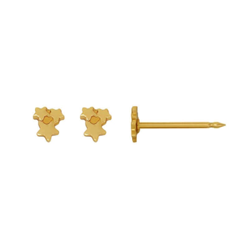 Inverness 62C GP Triple Stars Earrings 24KT