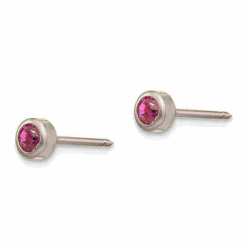 Inverness 282E White Gold Rose Crystal Bezel Earrings 14KT 3mm