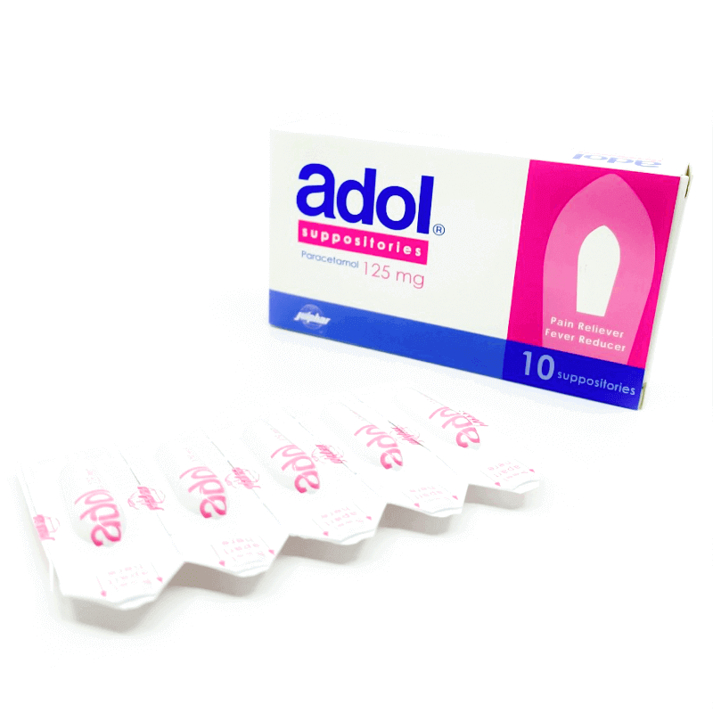 "Adol 125mg - Fast Pain and Fever Relief Suppositories"