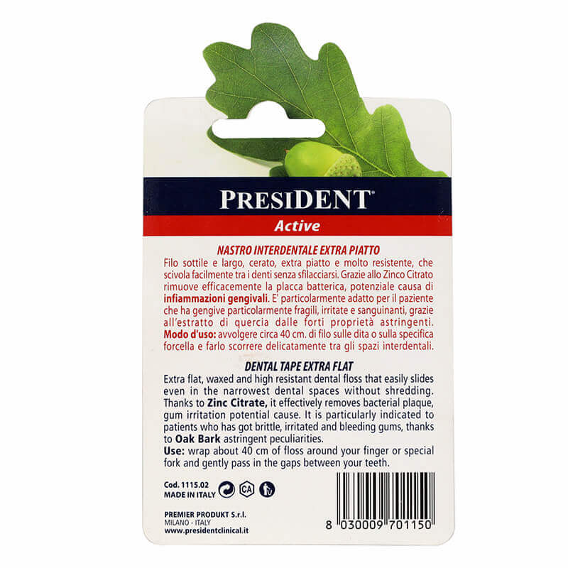 President Active Extra Flat Dental Floss 25 m