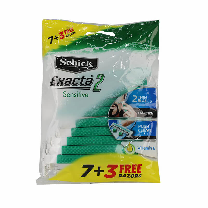 Schick Exacta 2 Sensitive Men Green Razor 7+3 Free