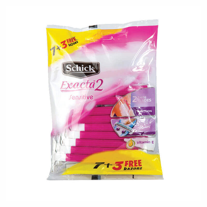 Schick Exacta 2 Sensitive Women Pink Razor 7+3 Free