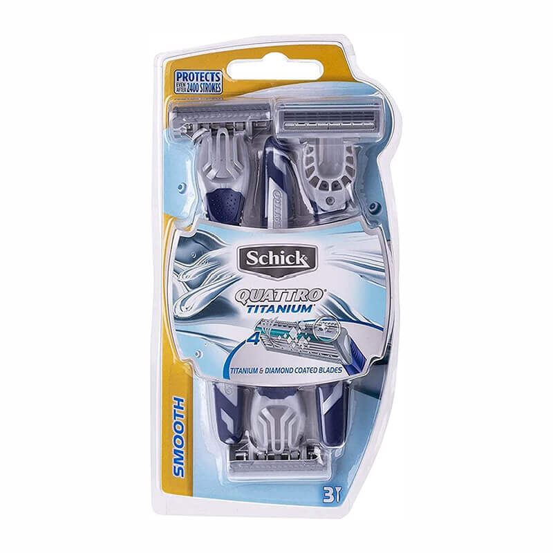 Schick Quattro Titanium Men Disposable Razor 3 Pcs