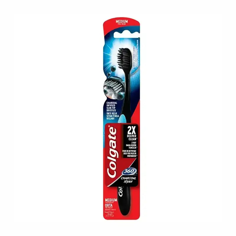 Colgate 360 Black Charcoal Toothbrush Medium 1 Pc