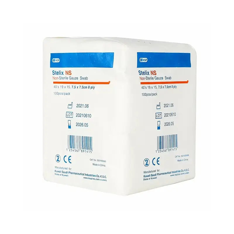 Stelix Non Sterile Gauze Swab 8Plys 7.5×7.5 100'S