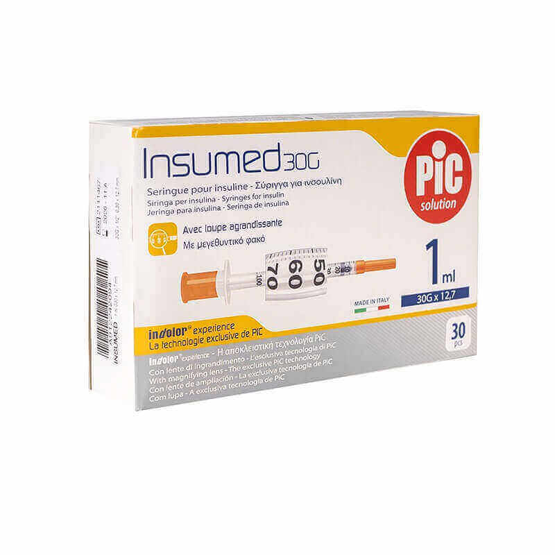 Pic Insumed Syringe For Insulin 1 ml 30G*12.7 mm 30 Pcs