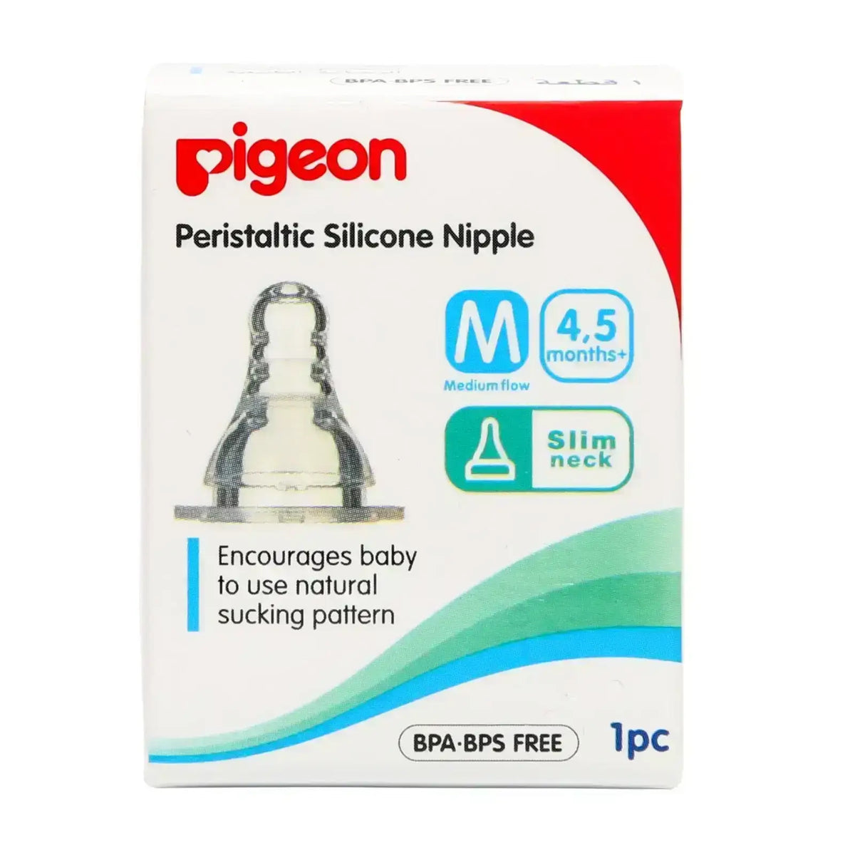 Pigeon Peristaltic Silicone Nipple 'M' 4-5 Months 1'S