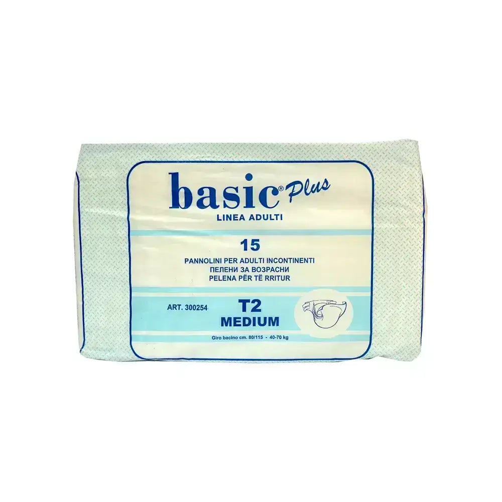 Basic Plus Adult Diapers Medium 15 Pcs