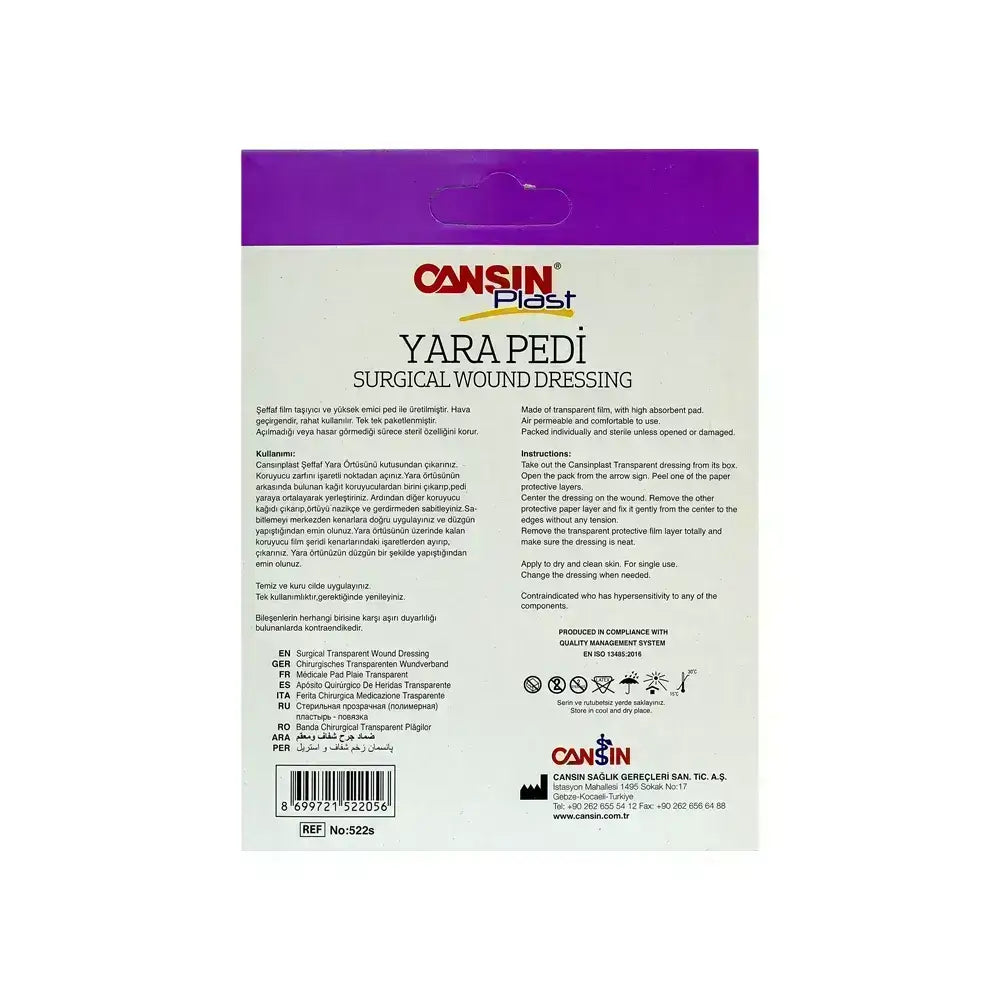 Cansin Plast Surgical Wound Dressing 9x10 cm 5 Pcs