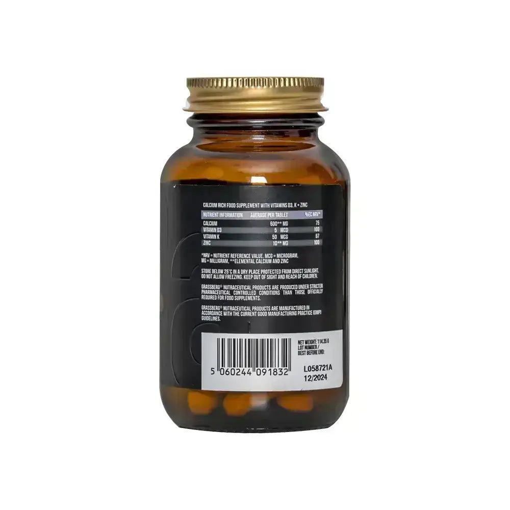 Grassberg Calcium 600mg +D3+Zn+K 60 Tabs