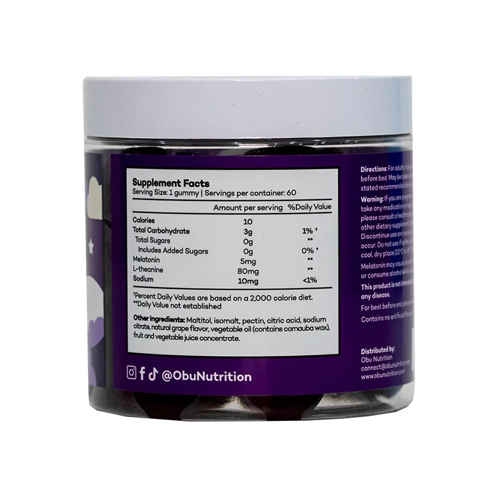 Obu Extra Strength Sleep Gummies with Grape Flavor 60 Pcs