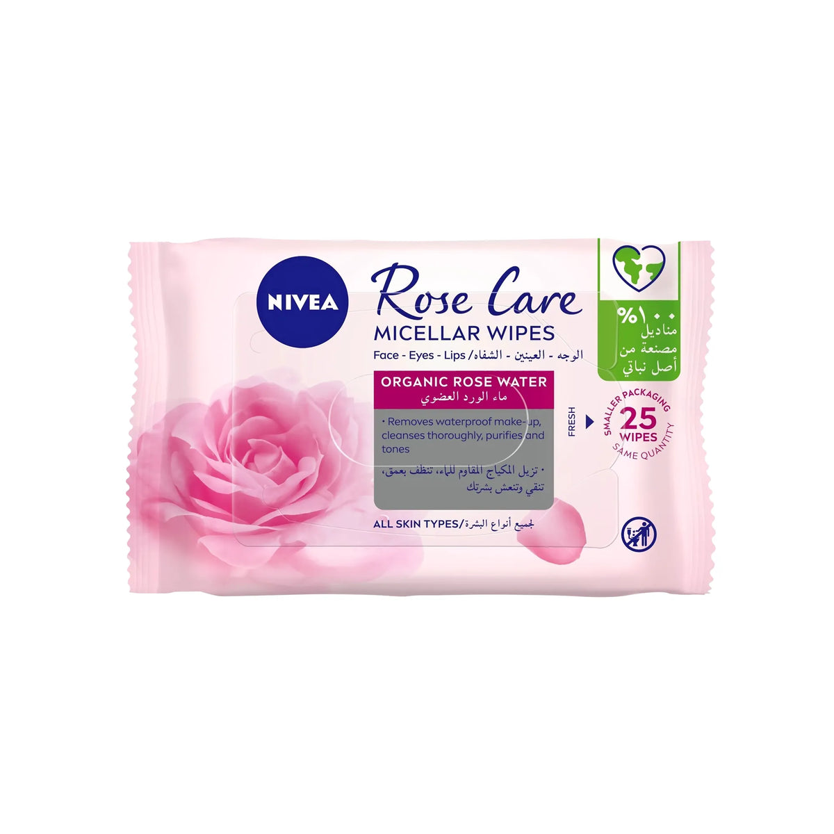 Nivea Rose Care Micellar Wipes 25 Pcs