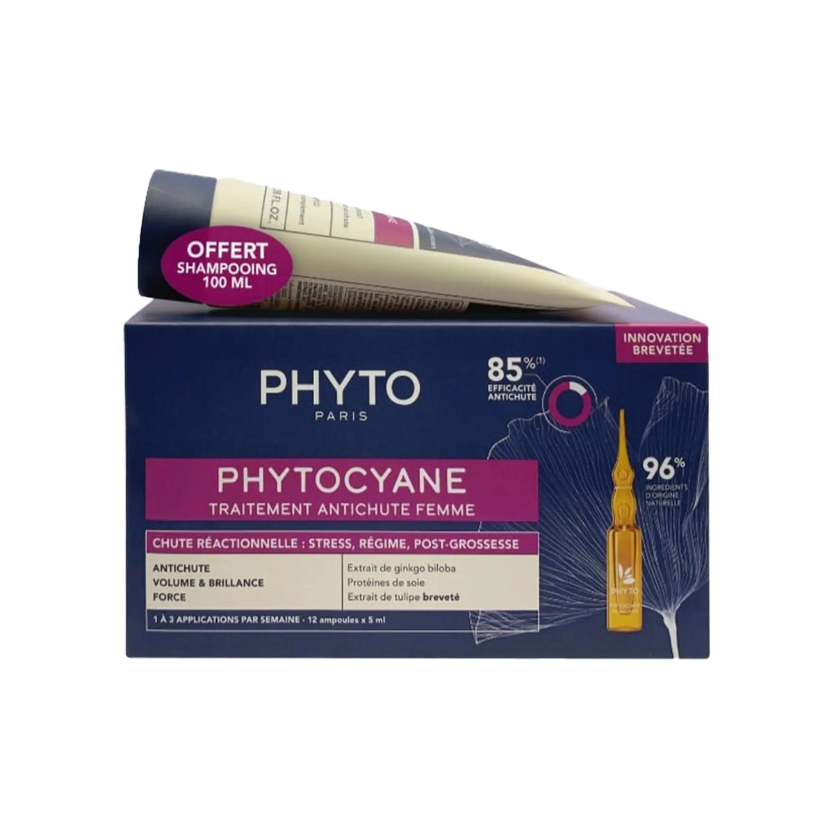 Phyto Phytocyane Reactional Ampoules For Woman + Shampoo 100 ml Free