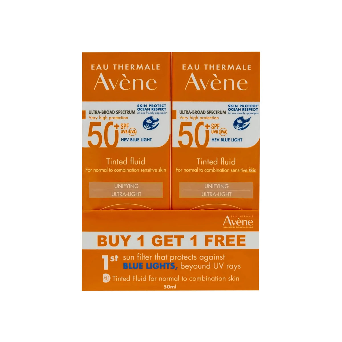 Avene Suncare SPF 50+ Ultra Light Tinted Fluid Kit 1+1