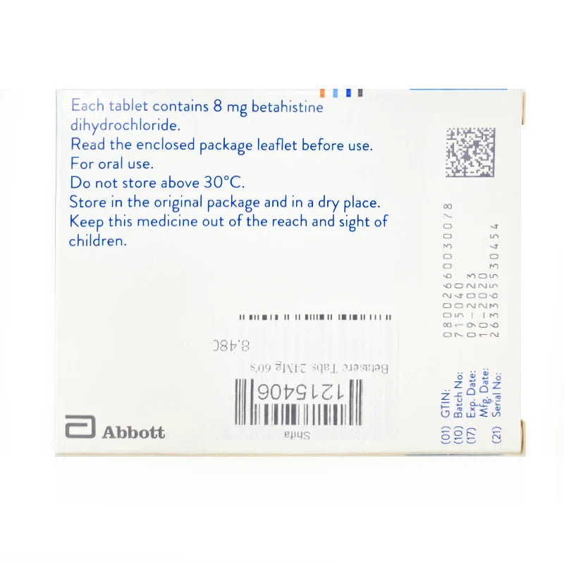 Betaserc Tablets 8Mg 100's