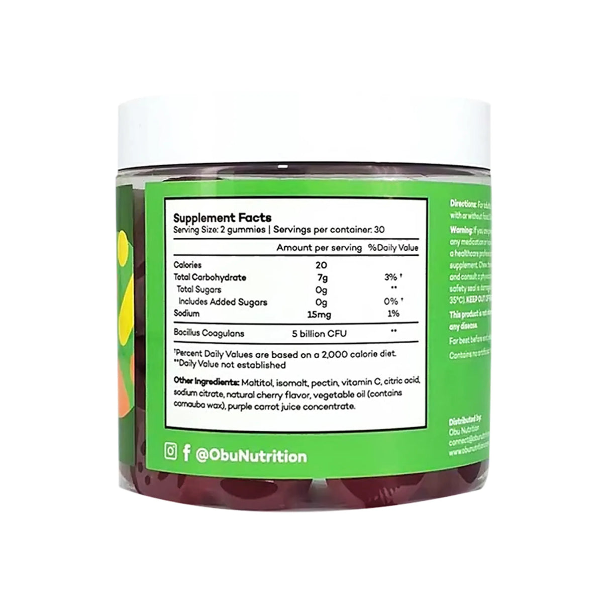 Obu Probiotic Gummies with Cherry Flavor 60 Pcs