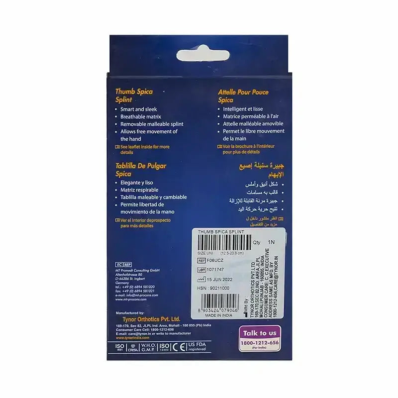 Tynor Thumb Spica Splint Uni 1 Pc F06