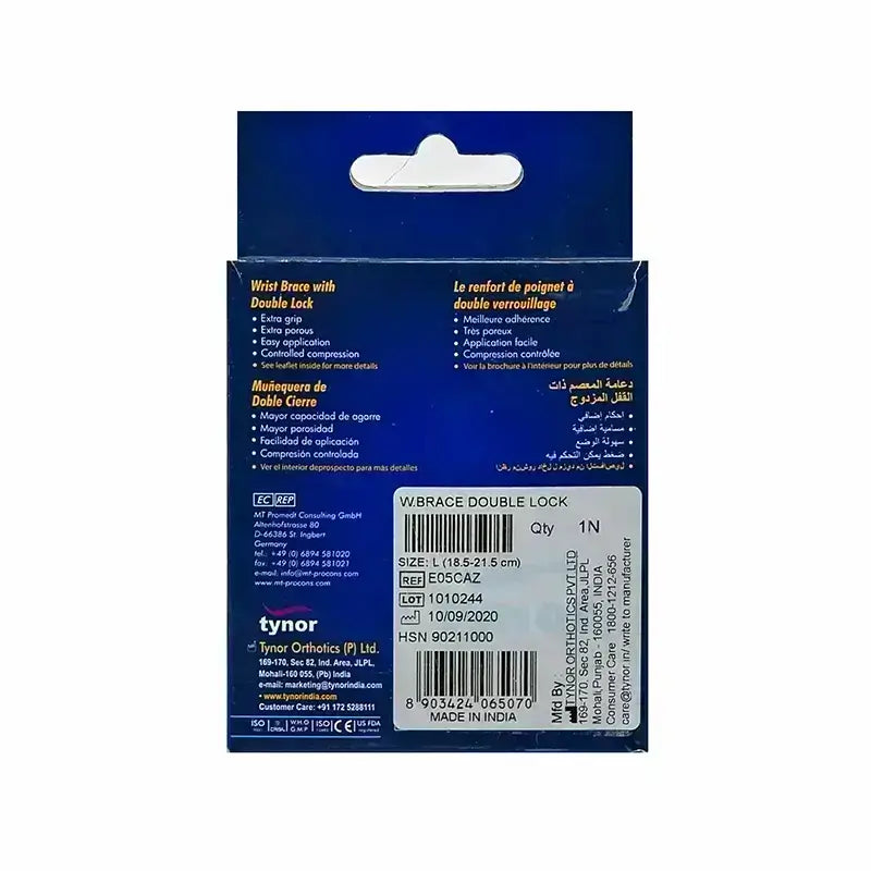 Tynor Wrist Brace With Double Lock L 1 Pc E05
