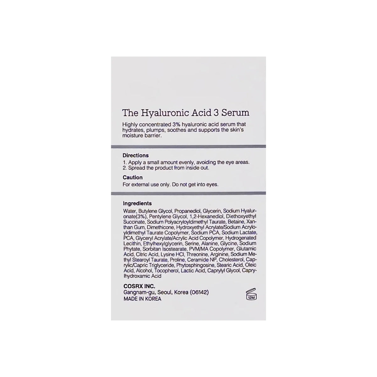 Cosrx The Hyaluronic Acid 3 Serum 20 ml